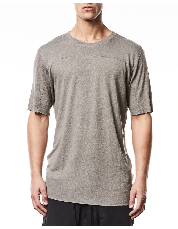 THOM KROM LINEN / VISCOSE CREW NECK T-SHIRT - ROCK