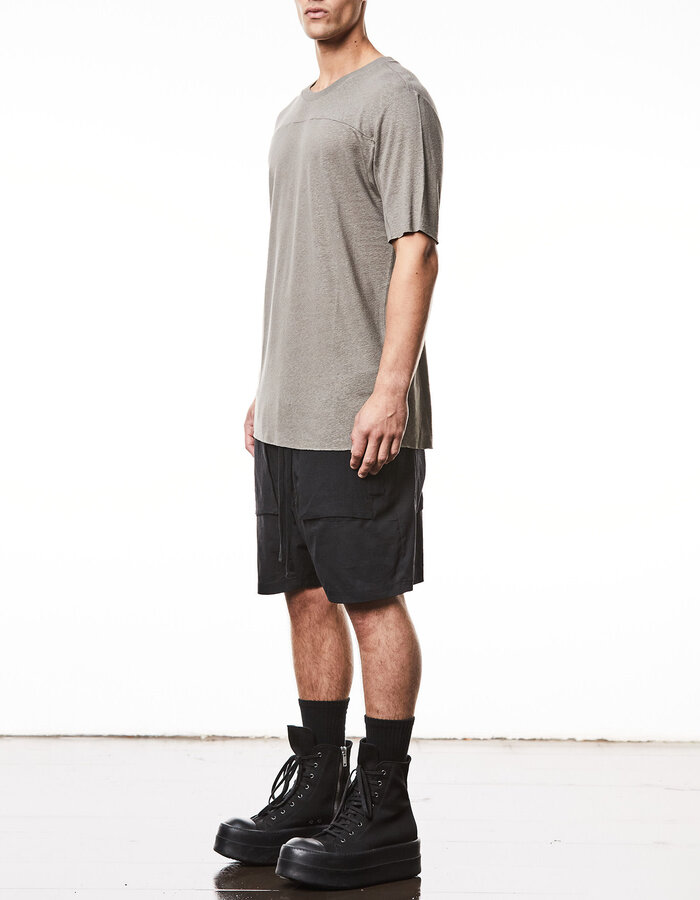 THOM KROM LINEN / VISCOSE CREW NECK T-SHIRT - ROCK