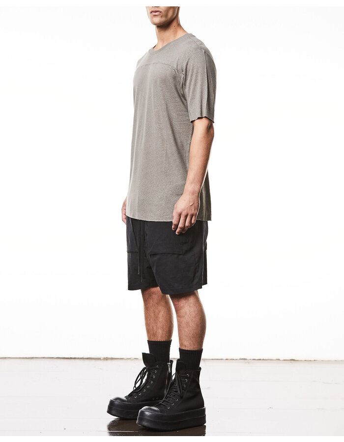 THOM KROM LINEN / VISCOSE CREW NECK T-SHIRT - ROCK