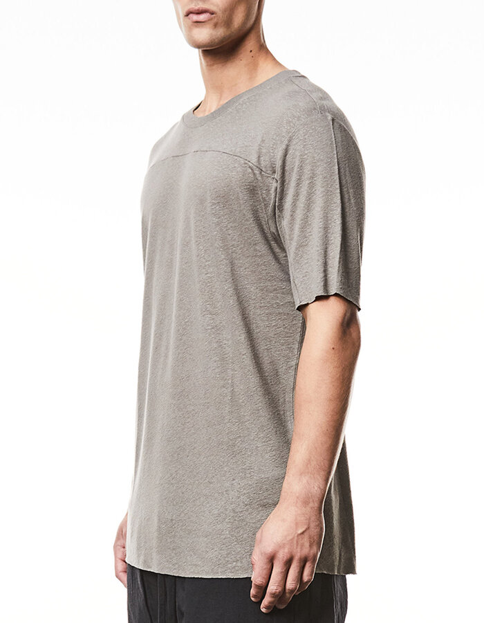 THOM KROM LINEN / VISCOSE CREW NECK T-SHIRT - ROCK