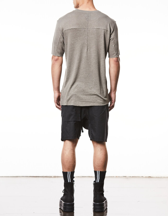 THOM KROM LINEN / VISCOSE CREW NECK T-SHIRT - ROCK
