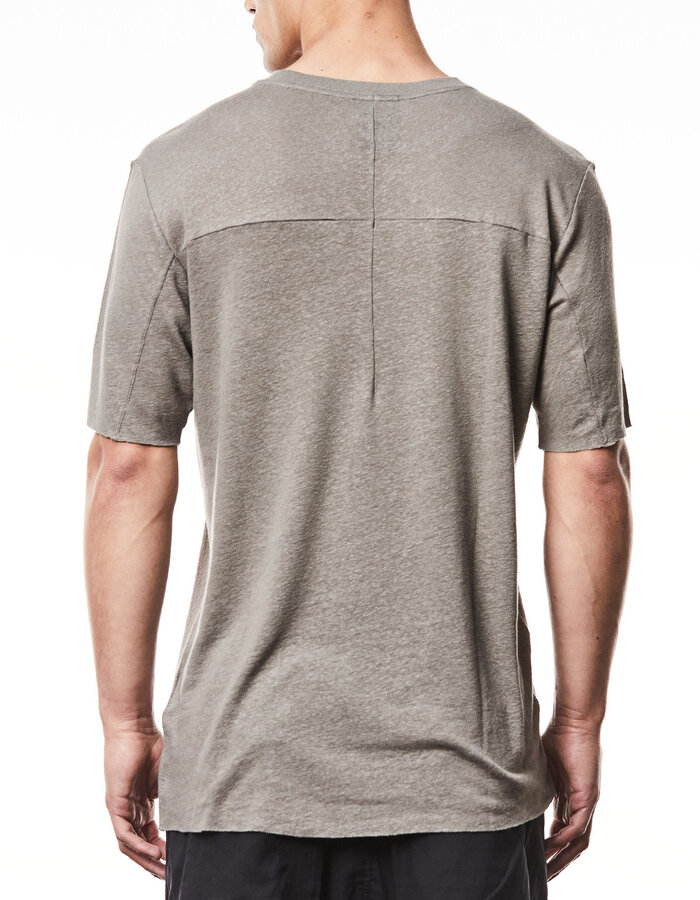 THOM KROM LINEN / VISCOSE CREW NECK T-SHIRT - ROCK