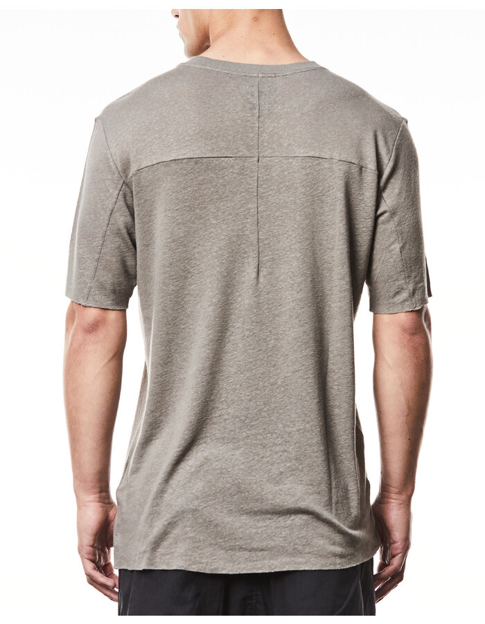 THOM KROM LINEN / VISCOSE CREW NECK T-SHIRT - ROCK