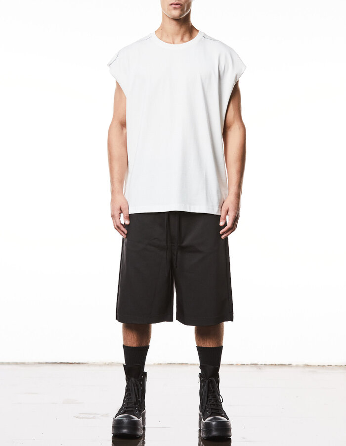 THOM KROM OVERSIZED CUTOFF COTTON MUSCLE T-SHIRT - OFF WHITE
