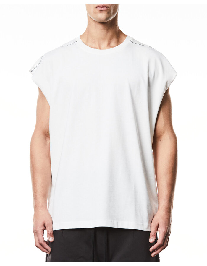 THOM KROM OVERSIZED CUTOFF COTTON MUSCLE T-SHIRT - OFF WHITE
