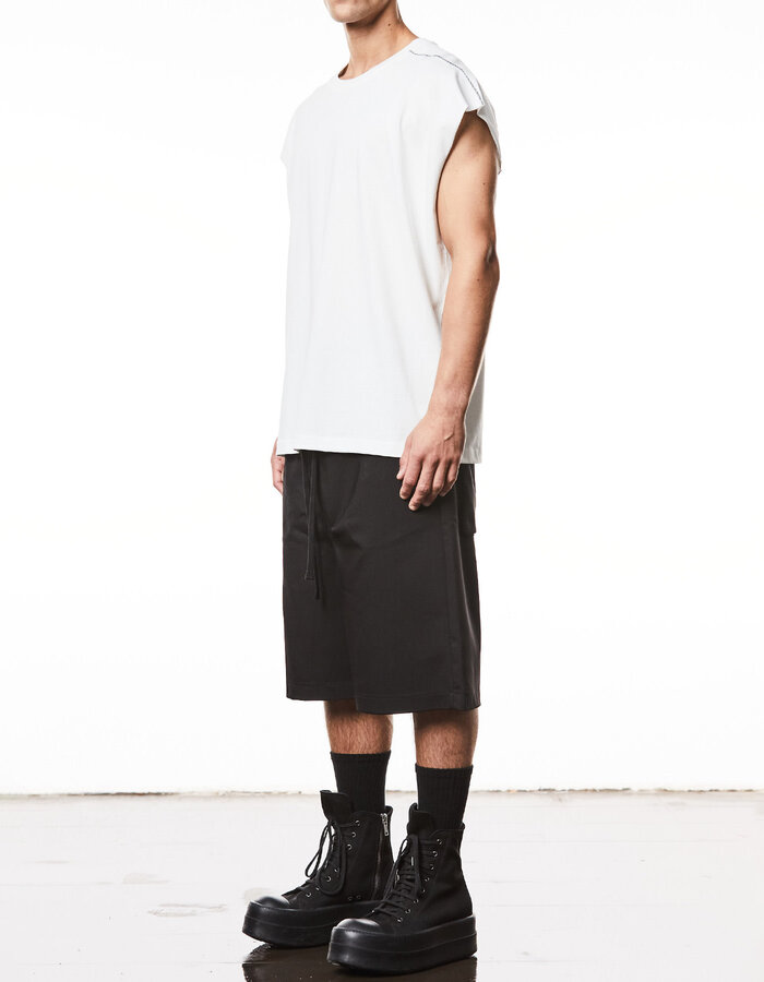 THOM KROM OVERSIZED CUTOFF COTTON MUSCLE T-SHIRT - OFF WHITE