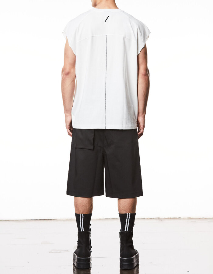 THOM KROM OVERSIZED CUTOFF COTTON MUSCLE T-SHIRT - OFF WHITE