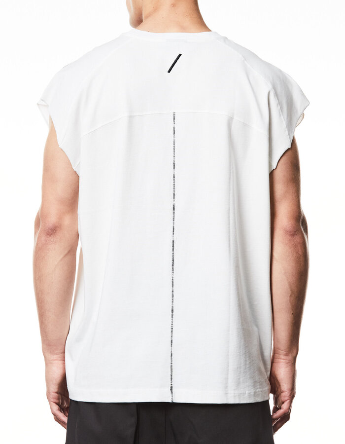 THOM KROM OVERSIZED CUTOFF COTTON MUSCLE T-SHIRT - OFF WHITE