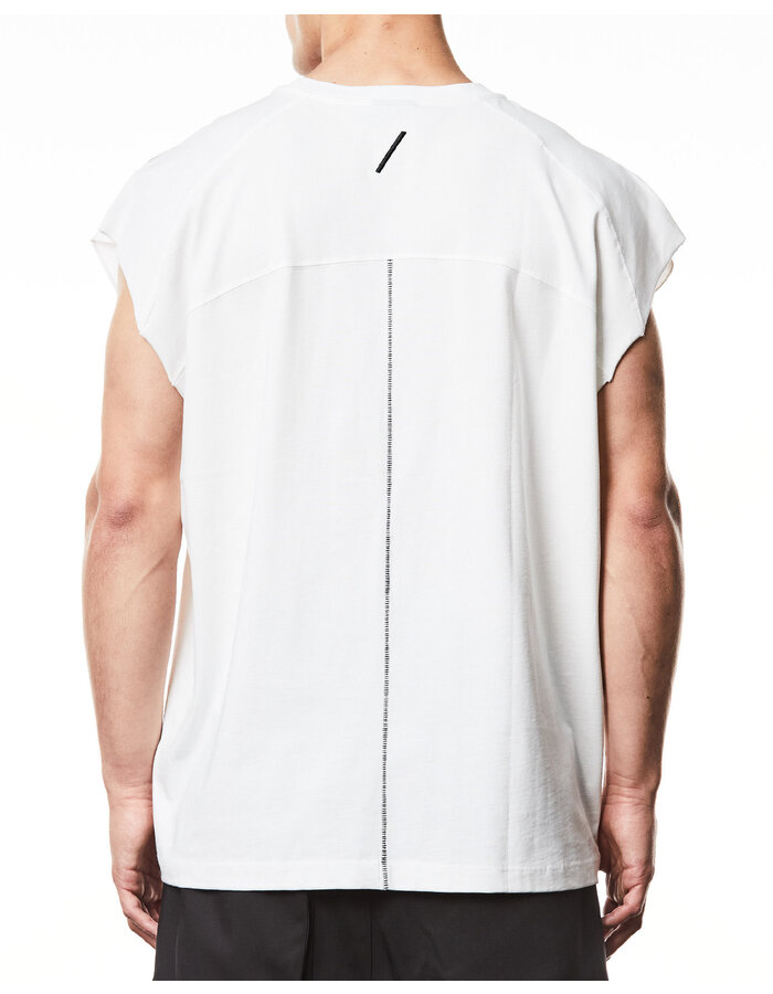 THOM KROM OVERSIZED CUTOFF COTTON MUSCLE T-SHIRT - OFF WHITE