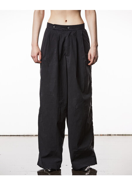 THOM KROM STRETCH POPLIN WIDE PLEATED TROUSERS