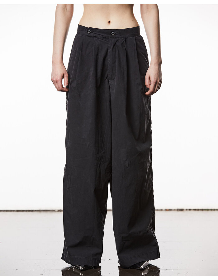 THOM KROM STRETCH POPLIN WIDE PLEATED TROUSERS
