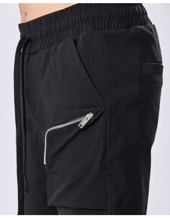 THOM KROM VISCOSE & NYLON 3D POCKET CROPPED TROUSER - BLACK