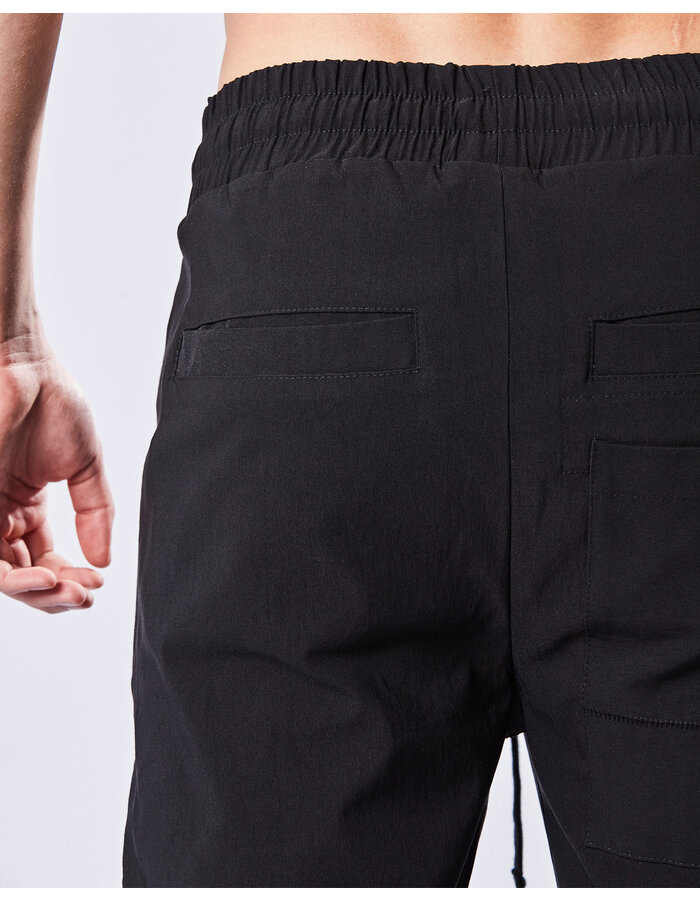 THOM KROM VISCOSE & NYLON 3D POCKET CROPPED TROUSER - BLACK
