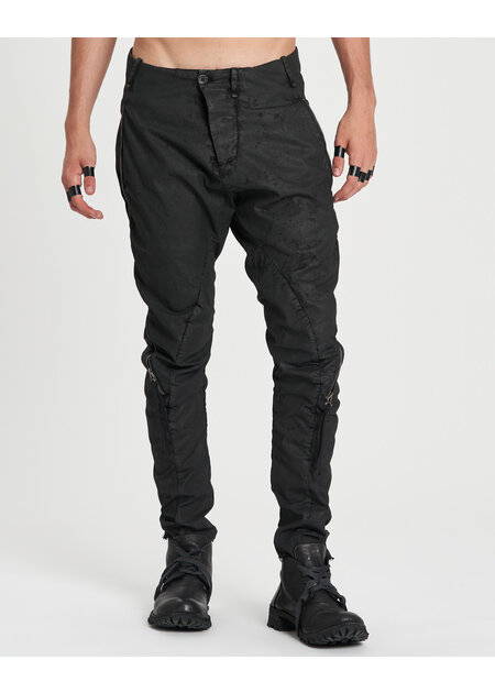 MASNADA FRONT ELONGATED ZIP PANTS - SMEARED BLACK