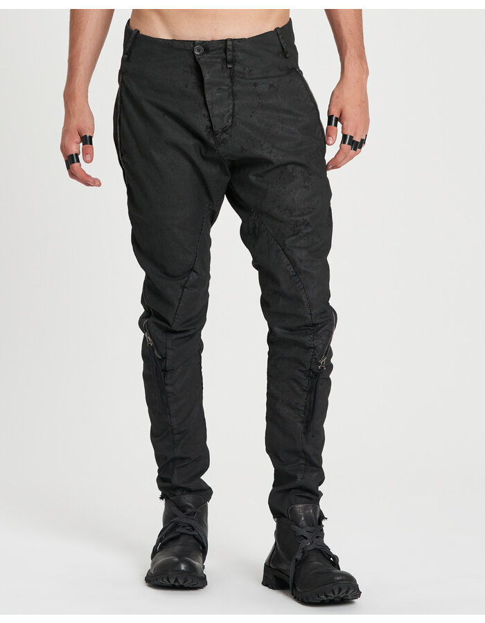 MASNADA FRONT ELONGATED ZIP PANTS - SMEARED BLACK