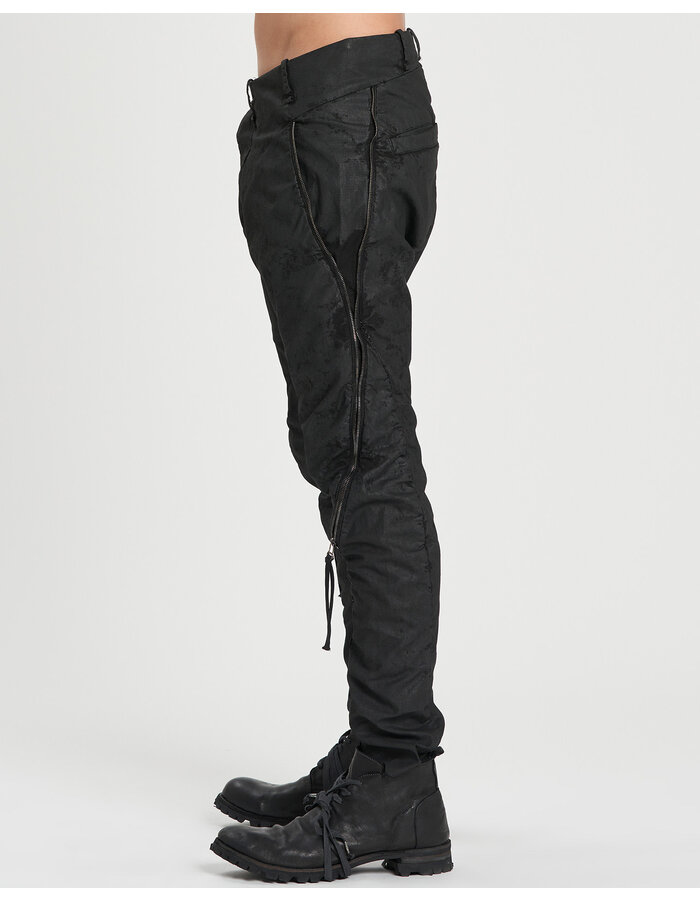 MASNADA FRONT ELONGATED ZIP PANTS - SMEARED BLACK
