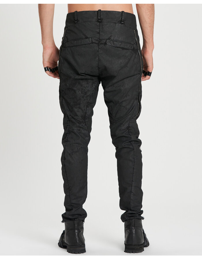 MASNADA FRONT ELONGATED ZIP PANTS - SMEARED BLACK