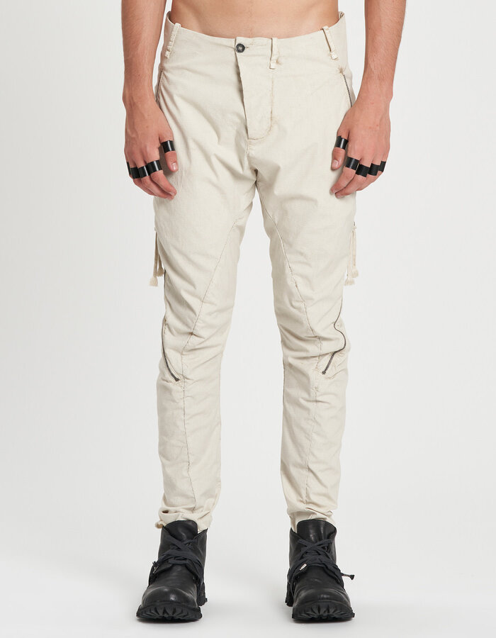 MASNADA FRONT ELONGATED ZIP PANTS - FLINT
