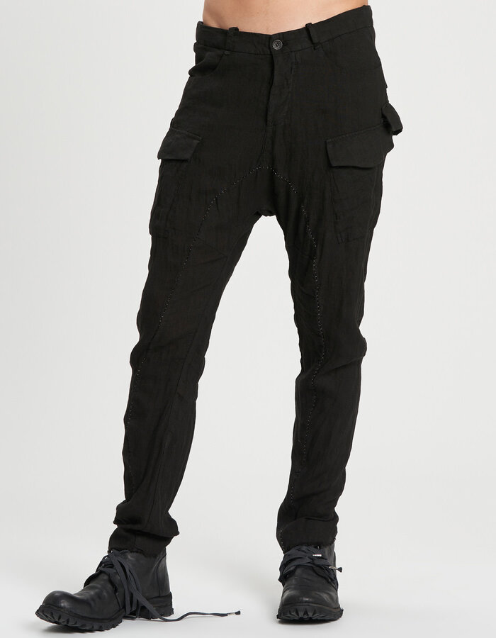 MASNADA RELAXED MULTIPLE POCKET PANTS - BLACK