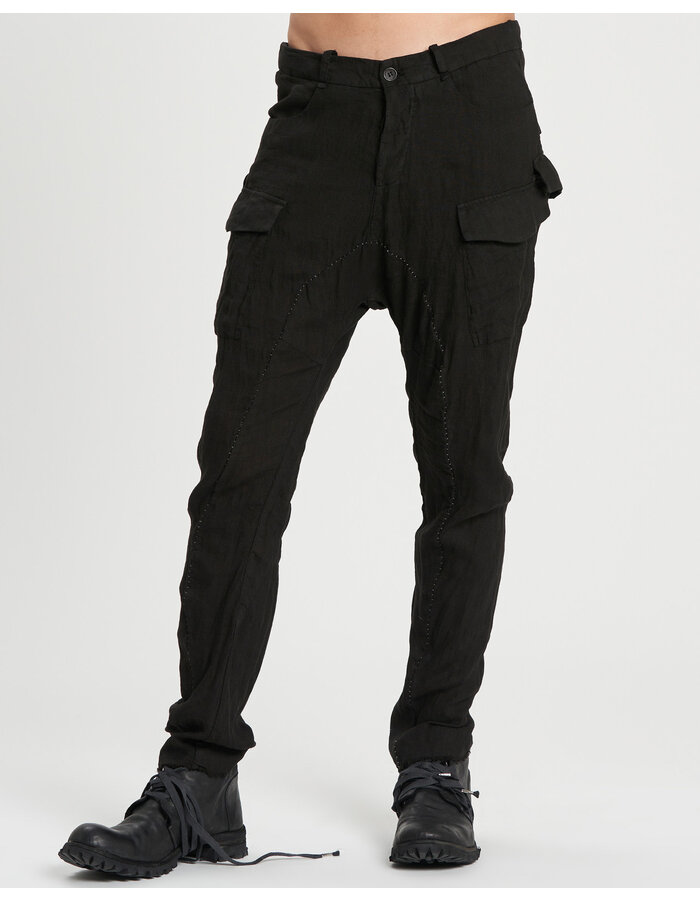 MASNADA RELAXED MULTIPLE POCKET PANTS - BLACK