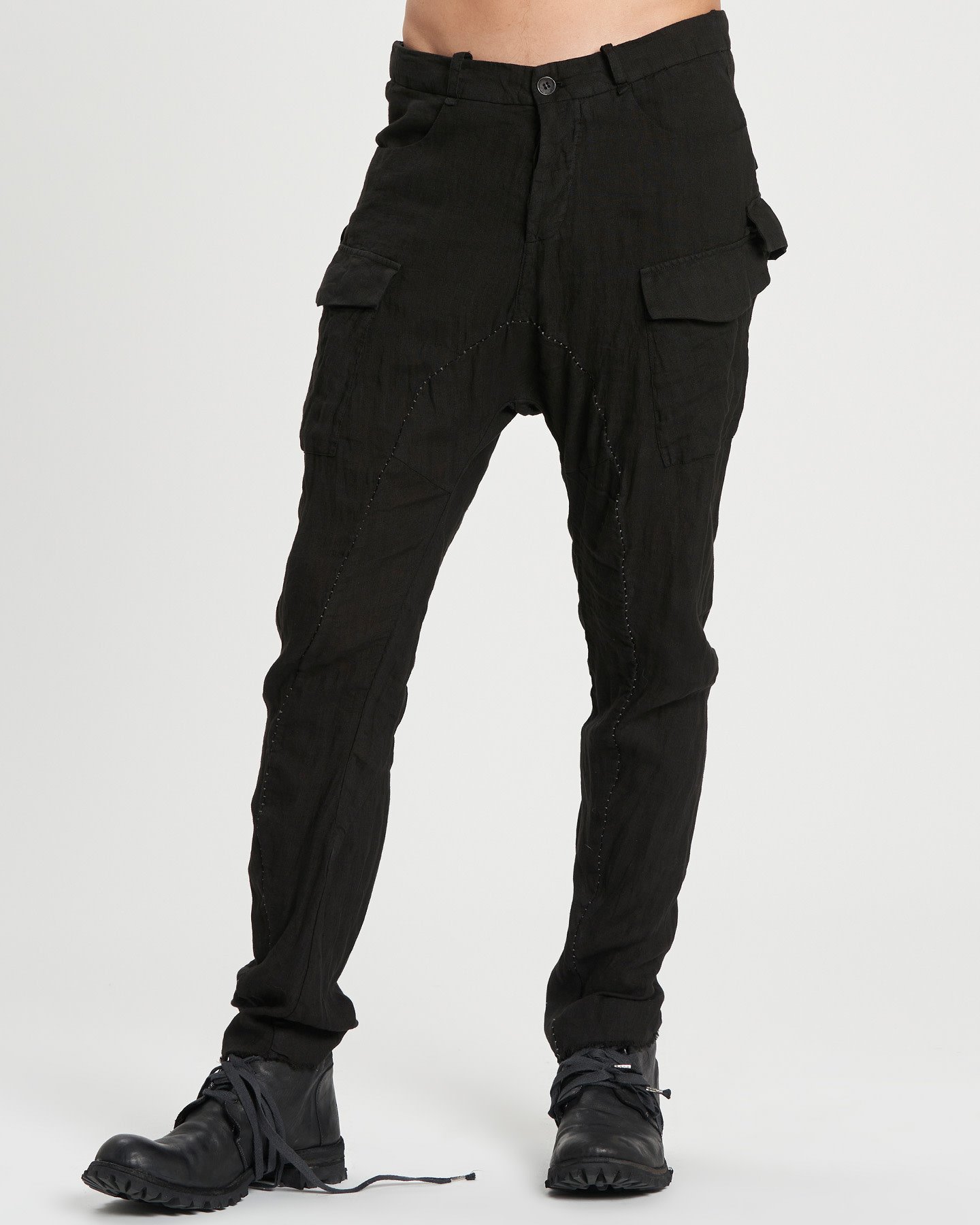 RELAXED MULTIPLE POCKET PANTS - BLACK