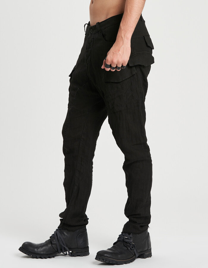 MASNADA RELAXED MULTIPLE POCKET PANTS - BLACK