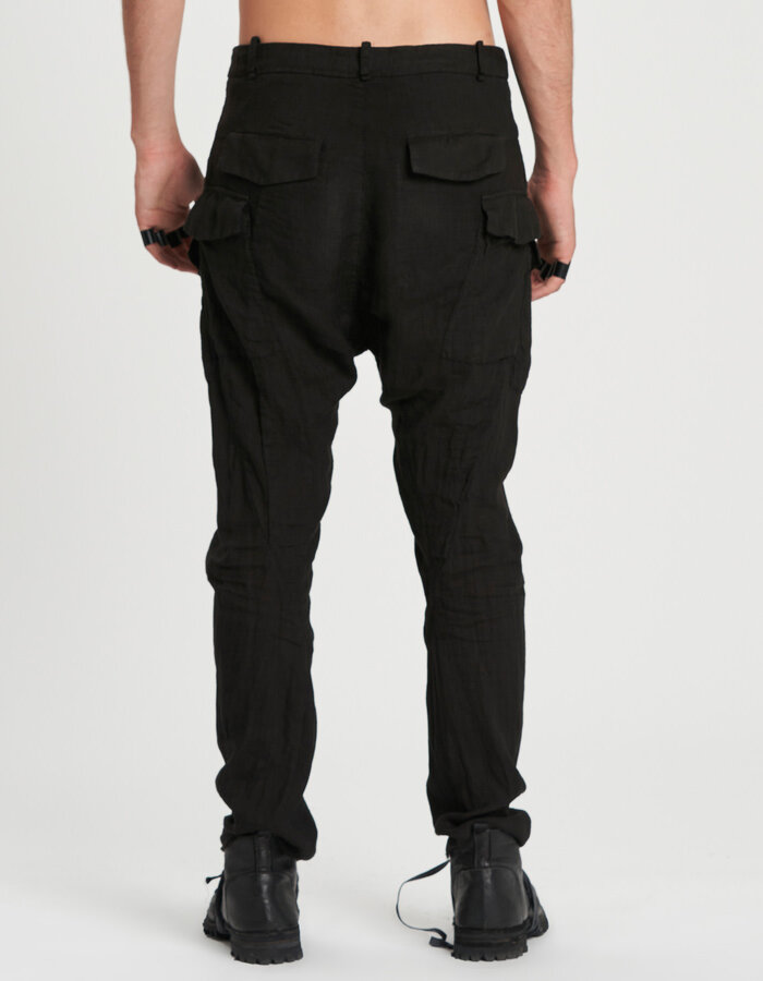MASNADA RELAXED MULTIPLE POCKET PANTS - BLACK