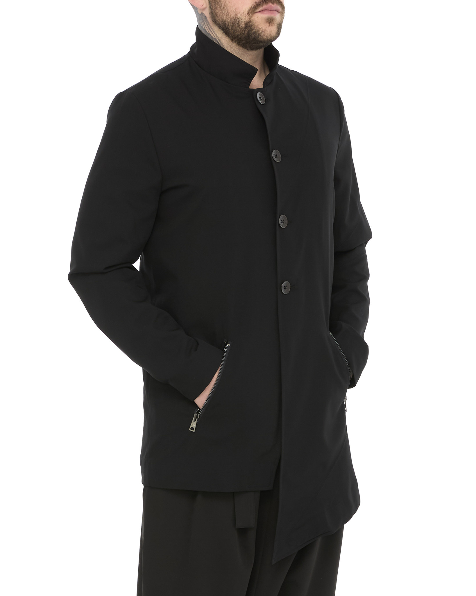 STRETCH ASYMMETRIC BUTTON UP JACKET - Shop Untitled NYC STRETCH ASYMMETRIC BUTTON UP JACKET - Shop Untitled NYC