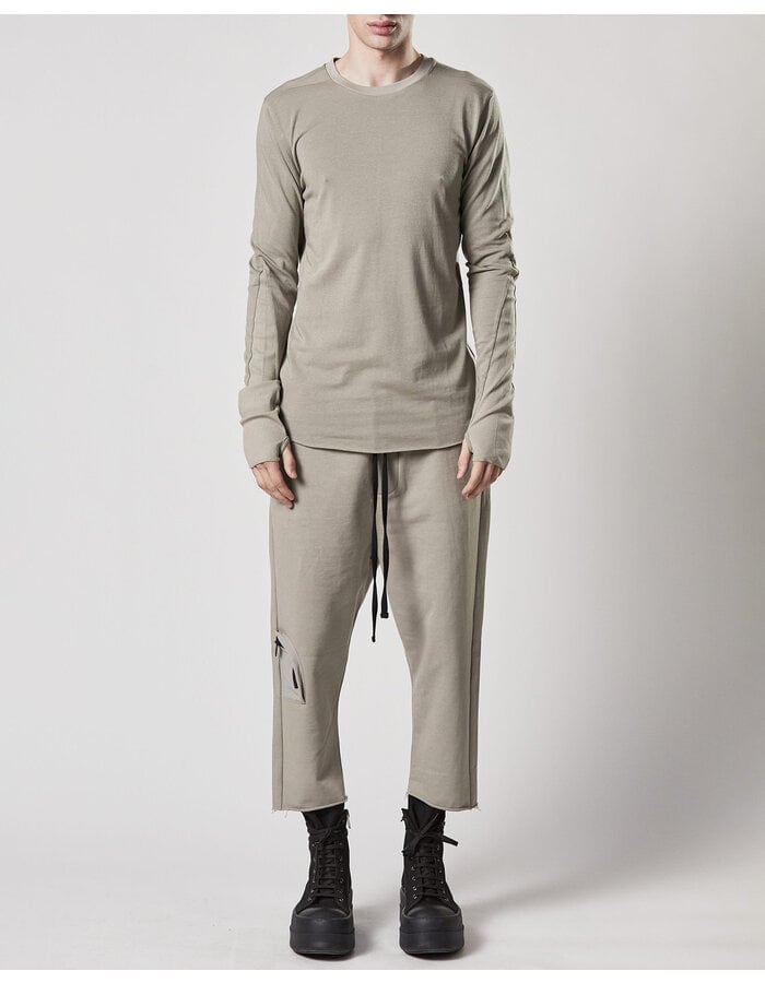 THOM KROM COTTON MODAL FITTED LONGSLEEVE WITH RIB INSERTS - MOONBEAM