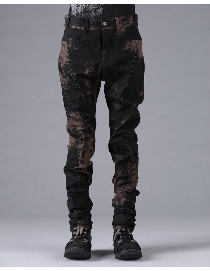D. HYGEN MURA PROCESSED OVERLOCK TWISTED SLIM JEANS - DUST/BLACK