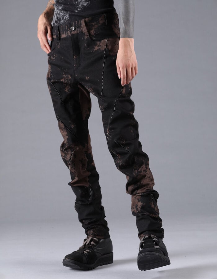 D. HYGEN MURA PROCESSED OVERLOCK TWISTED SLIM JEANS - DUST/BLACK