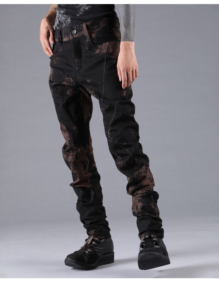 D. HYGEN MURA PROCESSED OVERLOCK TWISTED SLIM JEANS - DUST/BLACK