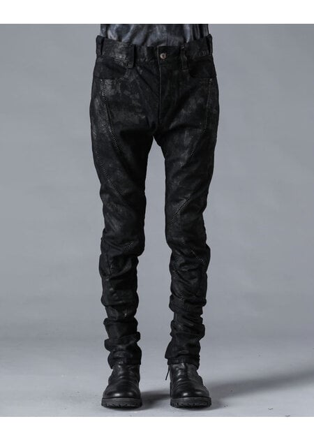 D. HYGEN MURA PROCESSED OVERLOCK TWISTED SLIM JEANS - BLACK