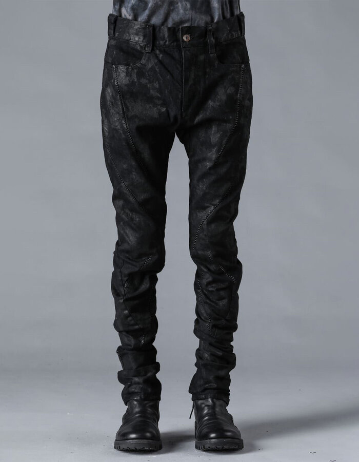 D. HYGEN MURA PROCESSED OVERLOCK TWISTED SLIM JEANS - BLACK