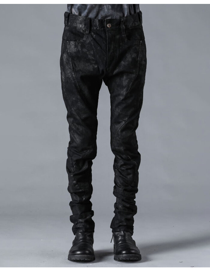 D. HYGEN MURA PROCESSED OVERLOCK TWISTED SLIM JEANS - BLACK