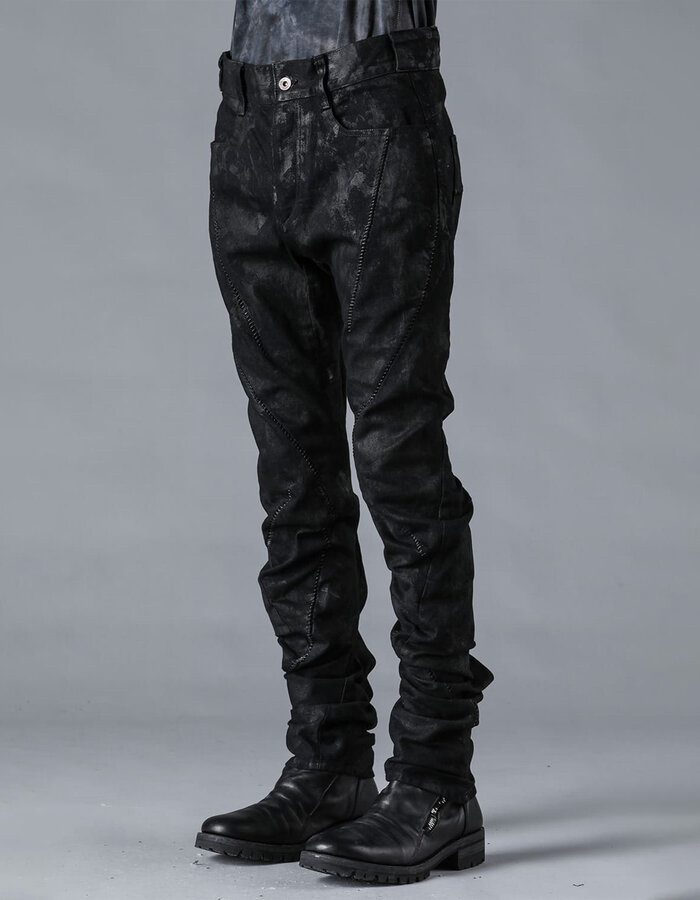 D. HYGEN MURA PROCESSED OVERLOCK TWISTED SLIM JEANS - BLACK
