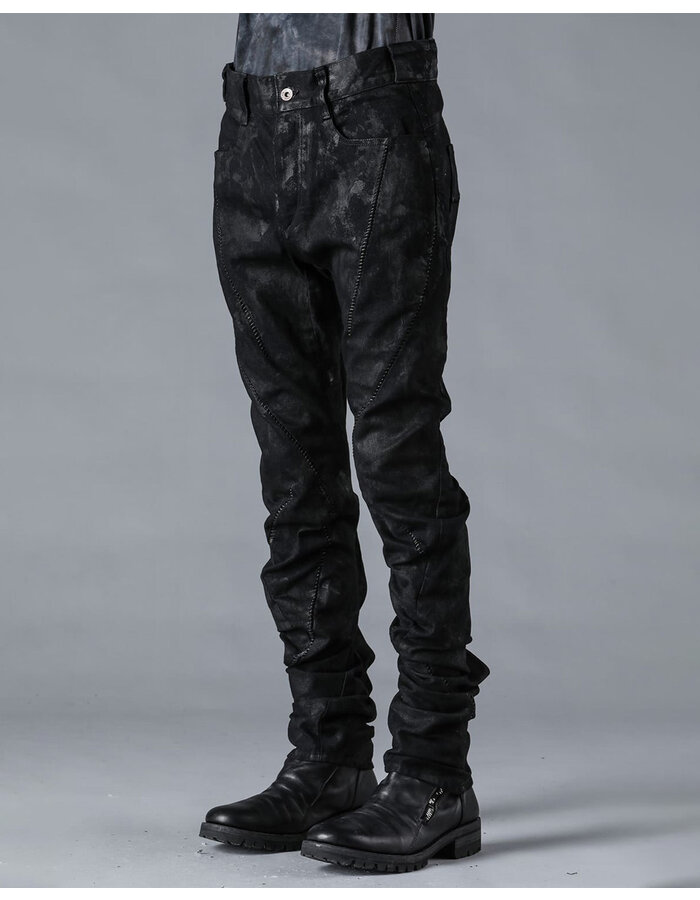 D. HYGEN MURA PROCESSED OVERLOCK TWISTED SLIM JEANS - BLACK