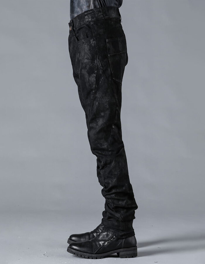 D. HYGEN MURA PROCESSED OVERLOCK TWISTED SLIM JEANS - BLACK