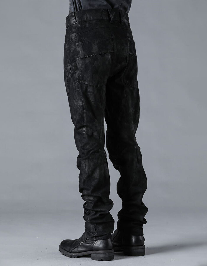 D. HYGEN MURA PROCESSED OVERLOCK TWISTED SLIM JEANS - BLACK