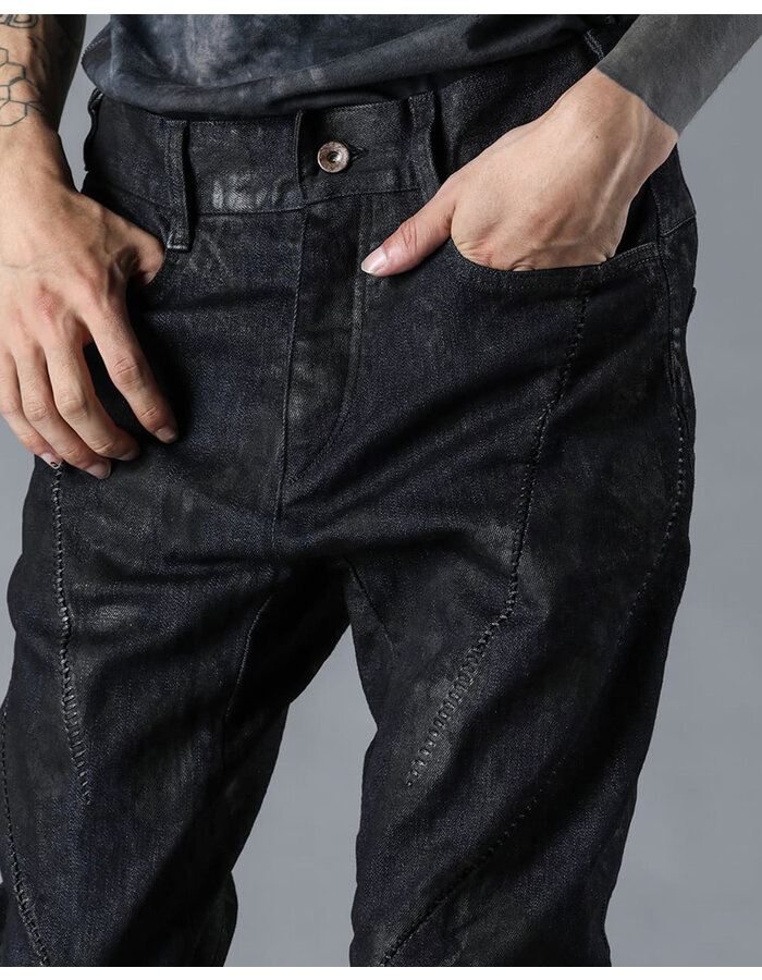 D. HYGEN MURA PROCESSED OVERLOCK TWISTED SLIM JEANS - BLACK