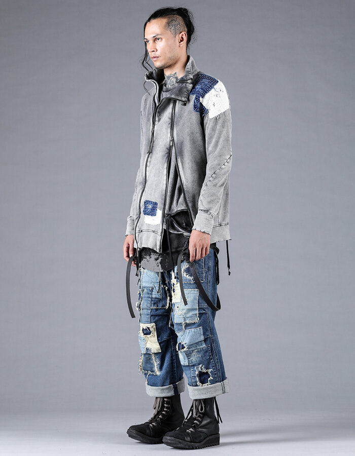 D. HYGEN PRODUCT PROCESSED STRETCH DENIM WIDE PANTS
