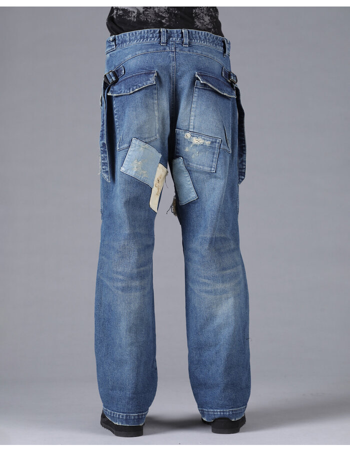 D. HYGEN PRODUCT PROCESSED STRETCH DENIM WIDE PANTS