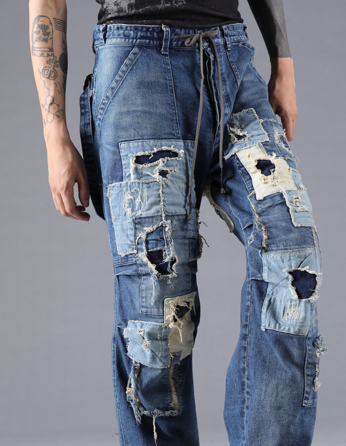 D. HYGEN PRODUCT PROCESSED STRETCH DENIM WIDE PANTS