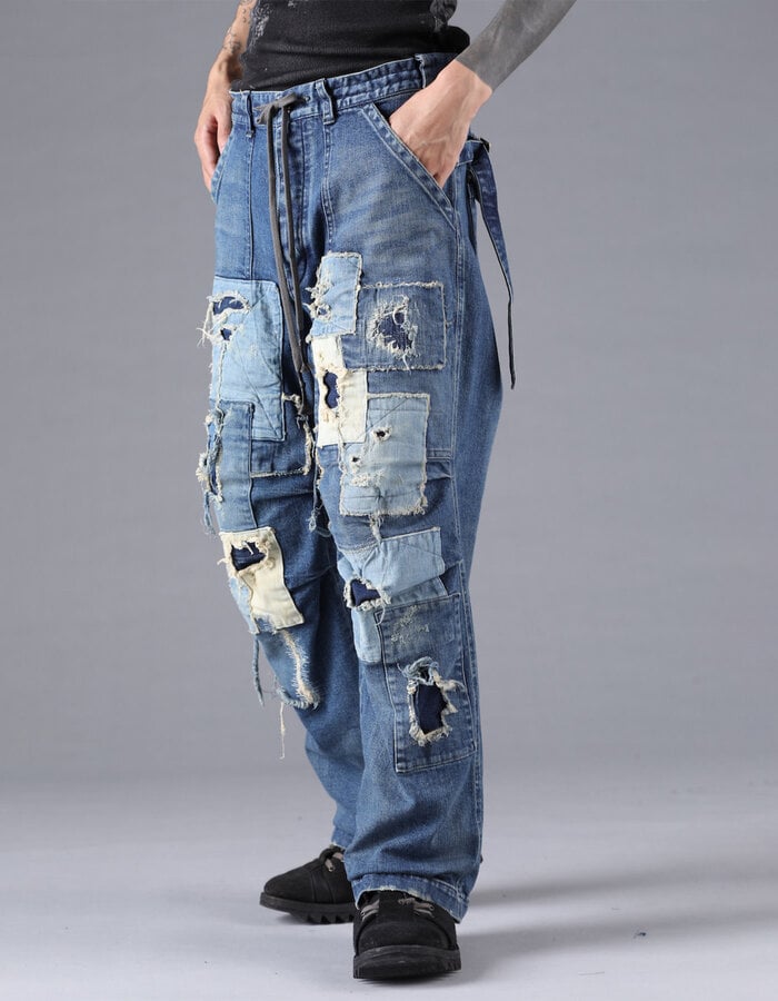 D. HYGEN PRODUCT PROCESSED STRETCH DENIM WIDE PANTS