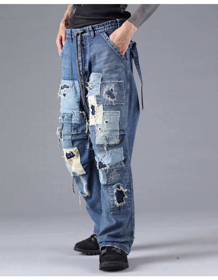D. HYGEN PRODUCT PROCESSED STRETCH DENIM WIDE PANTS