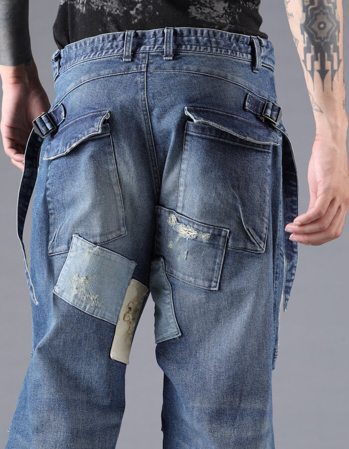 D. HYGEN PRODUCT PROCESSED STRETCH DENIM WIDE PANTS