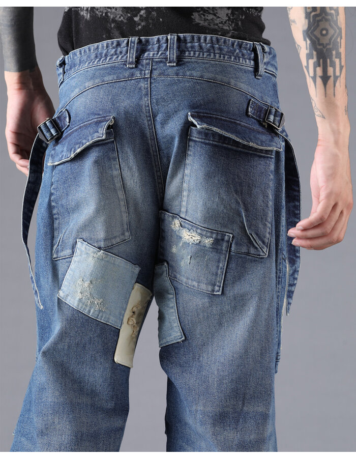 D. HYGEN PRODUCT PROCESSED STRETCH DENIM WIDE PANTS