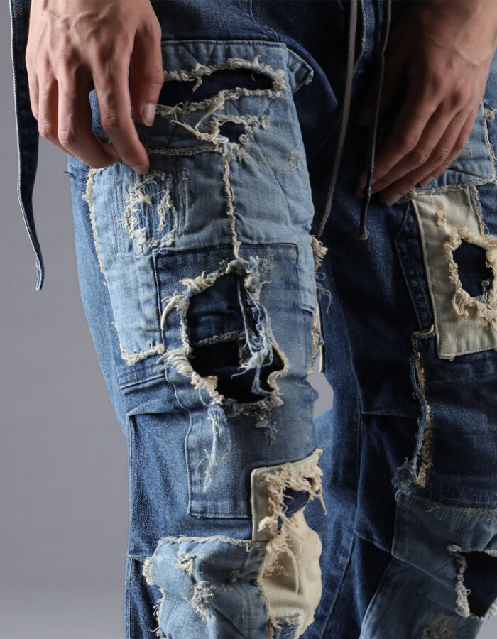 D. HYGEN PRODUCT PROCESSED STRETCH DENIM WIDE PANTS