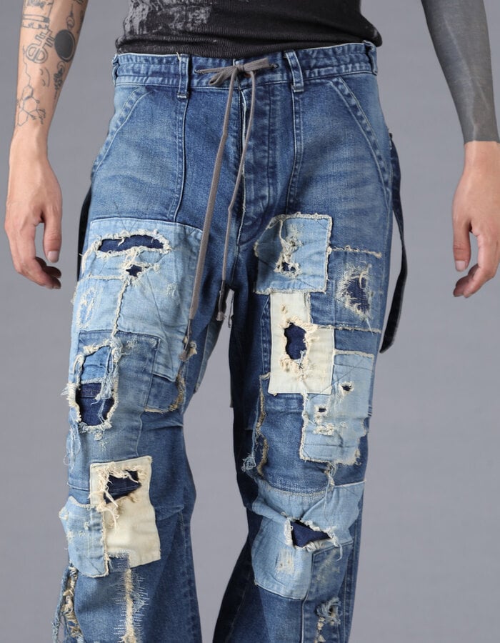D. HYGEN PRODUCT PROCESSED STRETCH DENIM WIDE PANTS