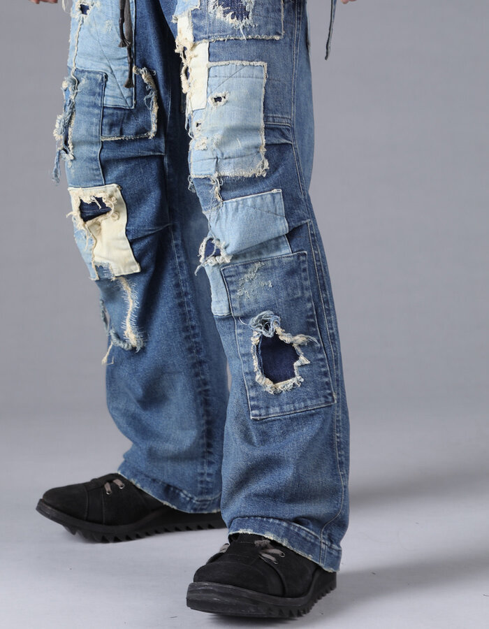 D. HYGEN PRODUCT PROCESSED STRETCH DENIM WIDE PANTS